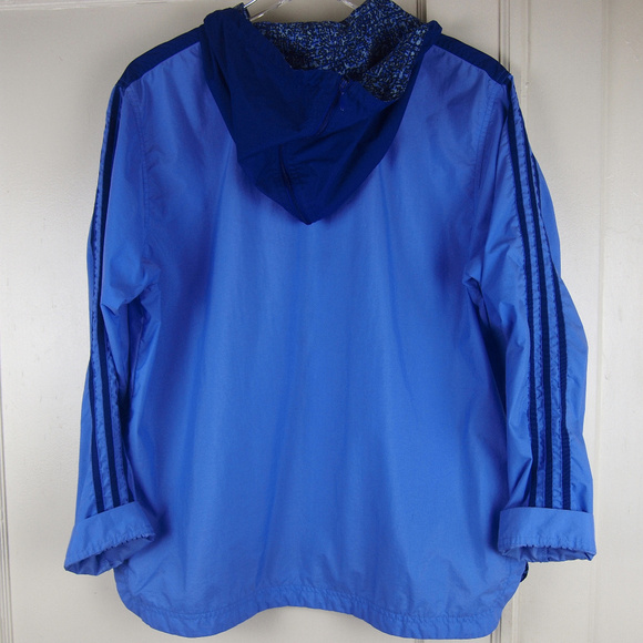 90S Adidas Windbreaker Static Print Split Hood L - Picture 3 of 6